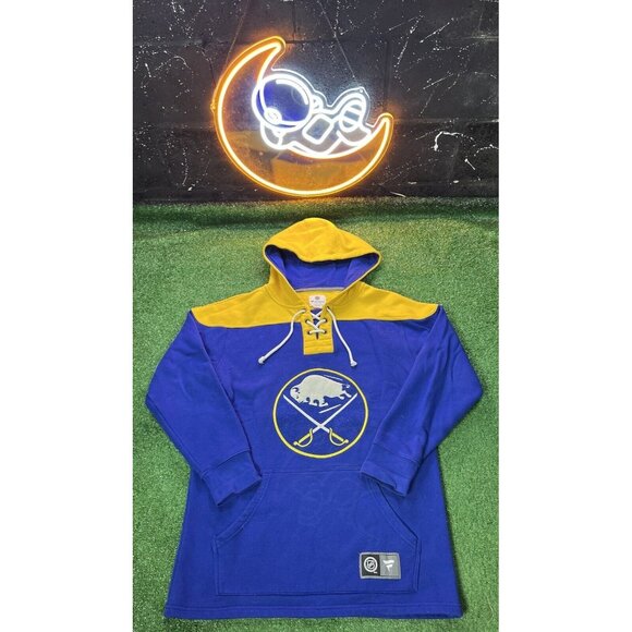 Fanatics Buffalo Sabres NHL Blue/Yellow Hoodie Sweatshirt Heavy Mens Size MD - Picture 1 of 6